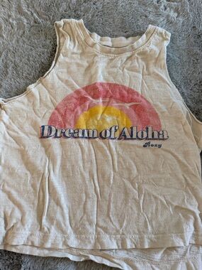 Roxy Cream Graphic Tank with Pink and Yellow Rainbow